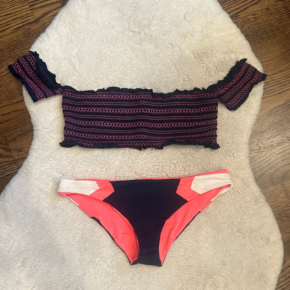 l*space Coral and Navy Bikini Set